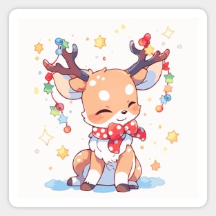 Fawn tangled up in Christmas decorations Magnet